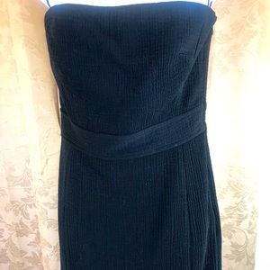 J.CREW wool crepe shoulder less black dress
